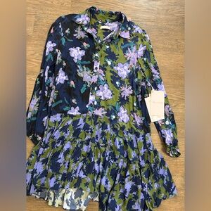 Floral Dress with Purple and Green Patterns